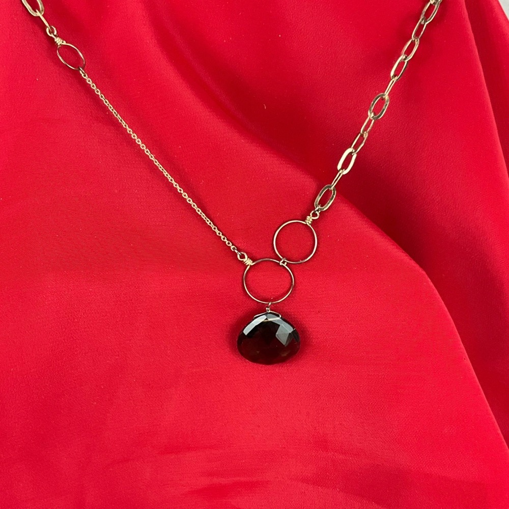 Vintage Necklace 925 silver Faceted Teardrop Pendant Fashion Jewelry